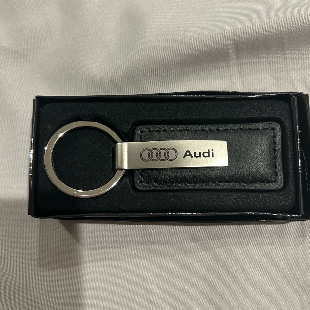 Audi Black Leather Steel Key Fob Key Chain